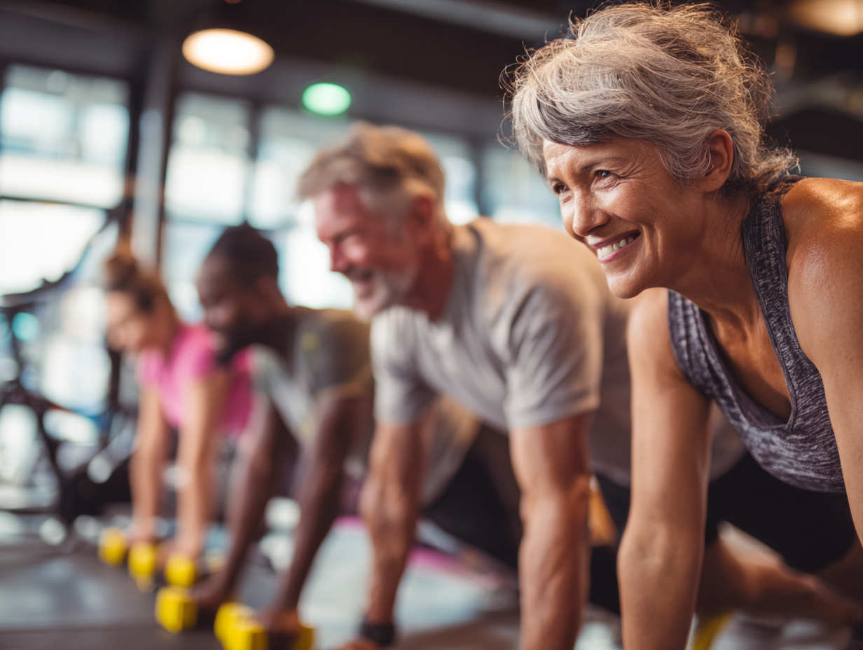 Люди різного віку займаються кардіо тренуваннями